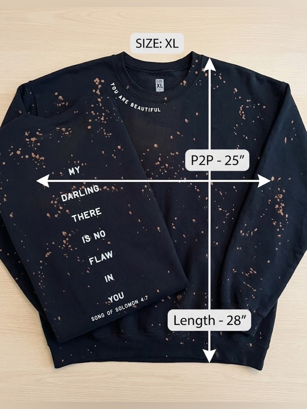 YOU ARE BEAUTIFUL BLEACHED SWEATSHIRT Southern Bliss NWOT